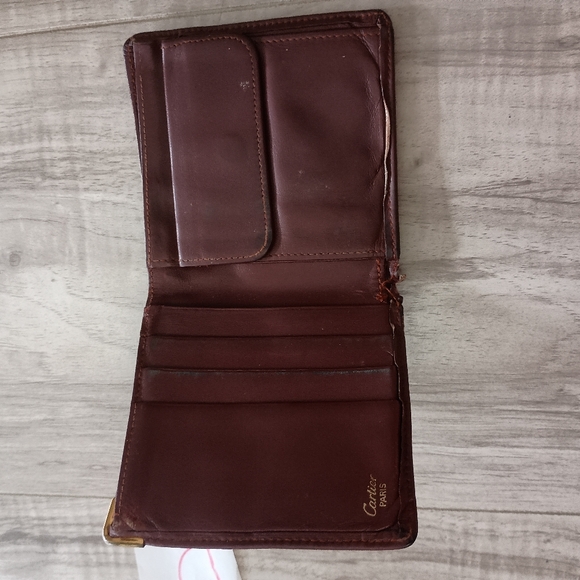 Authentic Vintage CARTIER Burgundy Red Leather Bifold Mens Wallet - Picture 8 of 12